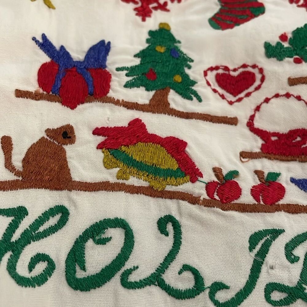Erika & Company Vintage White Cotton Holiday Embroidered Shirt Womens Size Large - Picture 4 of 11